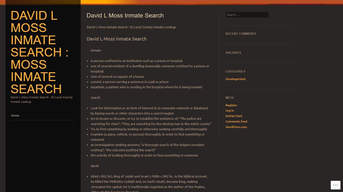 DAVID L MOSS INMATE SEARCH : MOSS INMATE SEARCH | David L ...